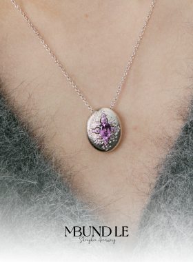 摩邦珠宝紫水晶拉丝椭圆项链