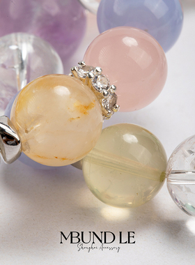 摩邦珠宝爱丽丝梦境多宝手链 粉晶/胶花/白阿塞 11-12mm女款礼物