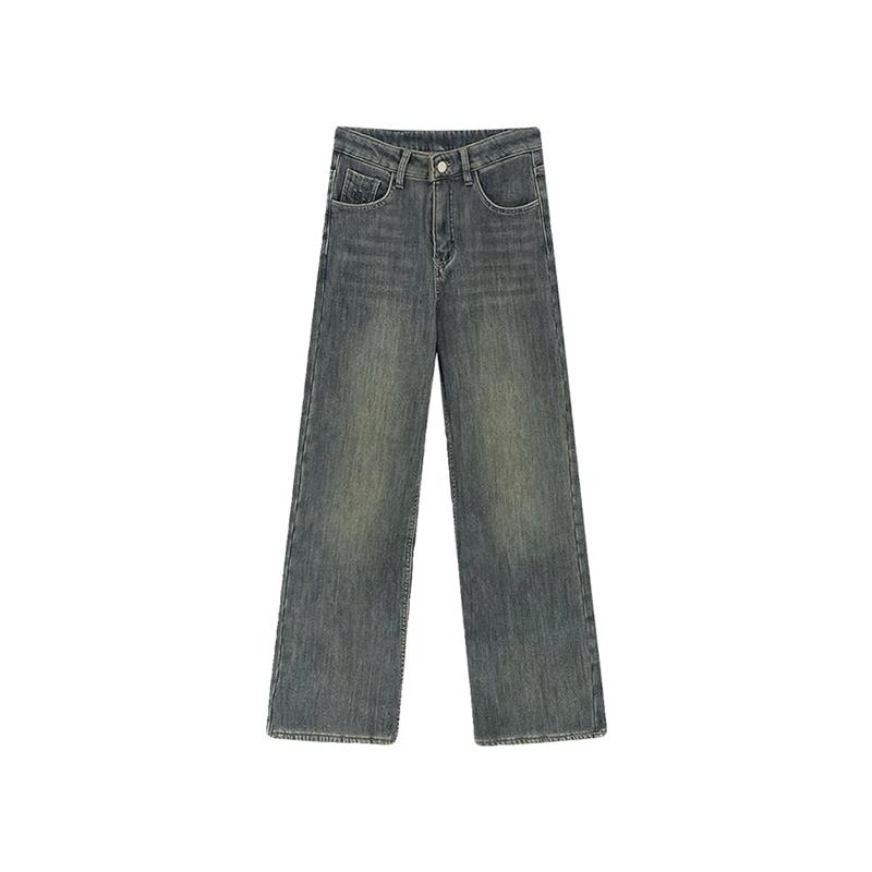 美式复古直筒牛仔裤女夏季新款胖妹妹mm高腰遮胯宽松显瘦阔腿长裤 - 图3