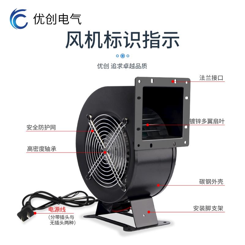 j8抽风吹风FL180WB工业鼓风机大14017带边脚380V离心风机风力22g3 - 图1