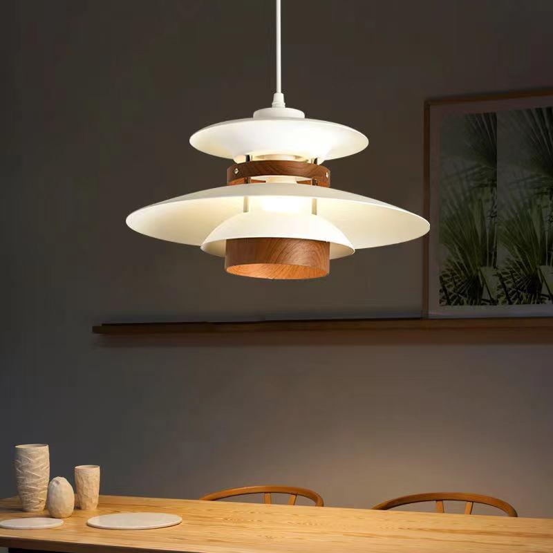 可位移升降餐厅吊灯日式侘寂风北欧PH5吧台灯中古茶室原木风吊灯 - 图1