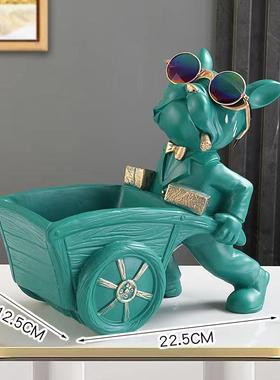 斗牛犬狗收纳摆件玄关门口钥匙托盘糖果盘北欧风格个性家居装饰品