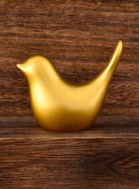 纯黄铜动物镇纸创意客厅书房桌面摆件文房书法铜压纸压条小鸟