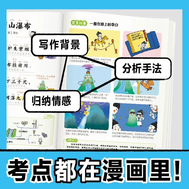 【抖音同款】开心童书小学生必背古诗词漫画笔记注音版必背小古文100篇奇妙大语文1-6年级总复习课外书籍趣味阅读精选4册全覆盖