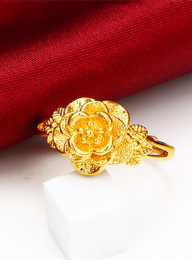 金店同款玫瑰花戒指女开口