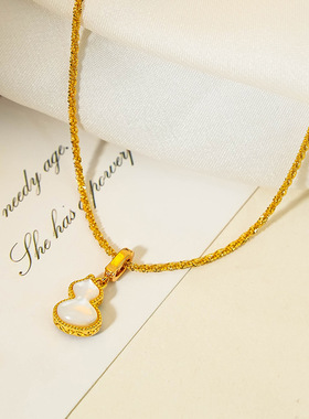 双面红葫芦吊坠项链女配饰毛衣链轻奢高级感夏季百搭锁骨颈链