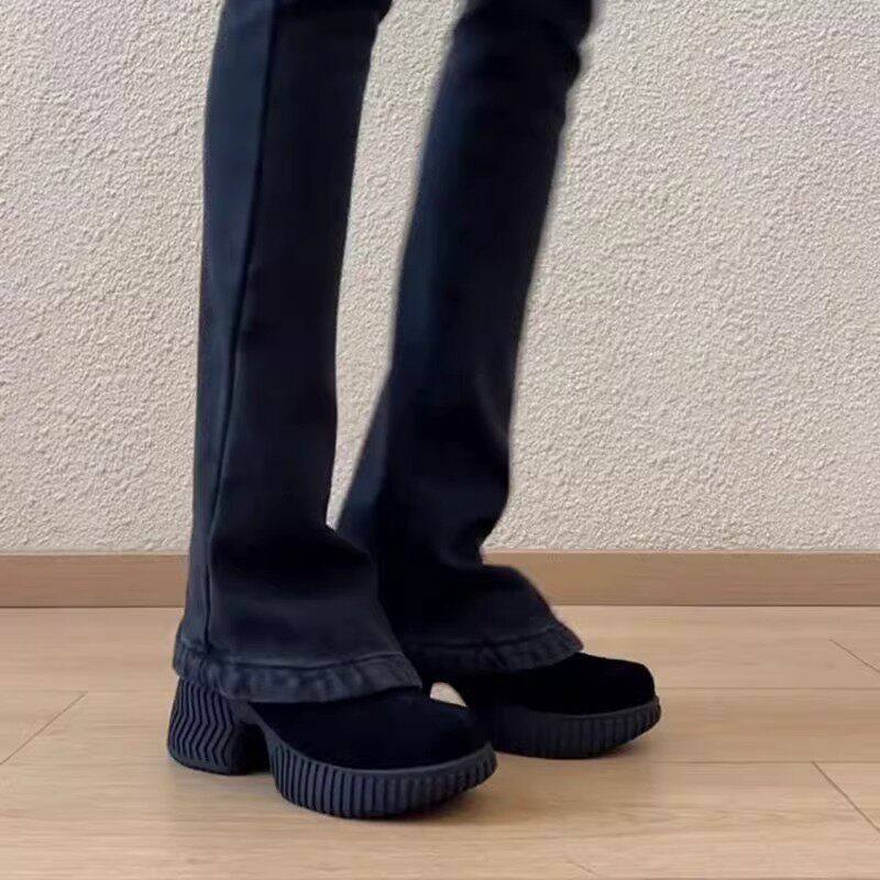 敲好穿秋冬新款气质复古厚底粗跟8cm真皮百搭时尚深口一脚蹬单鞋,淘宝优惠券,粉丝福利购,淘宝优惠卷