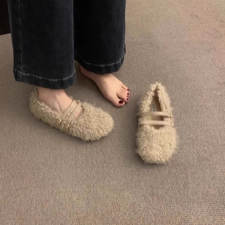 毛毛鞋女外穿2025新款秋冬高级感孕妇软底女鞋子羊羔毛豆豆鞋棉鞋,淘宝优惠券,粉丝福利购,淘宝优惠卷