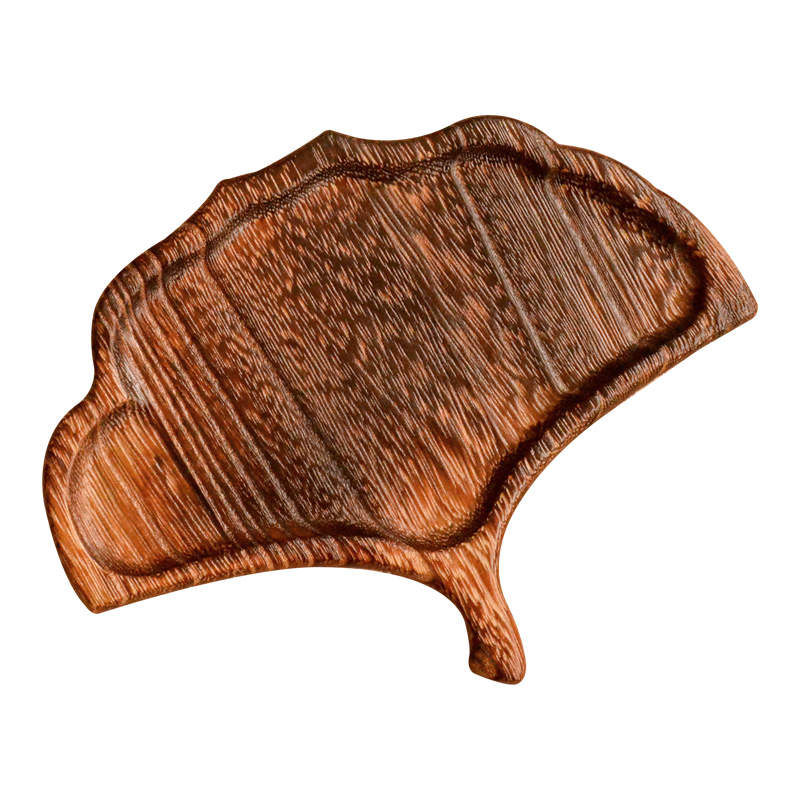 木质托盘实木点心果盘日式创意树叶干泡台泡茶家用茶盘蕉叶木盘子-图3