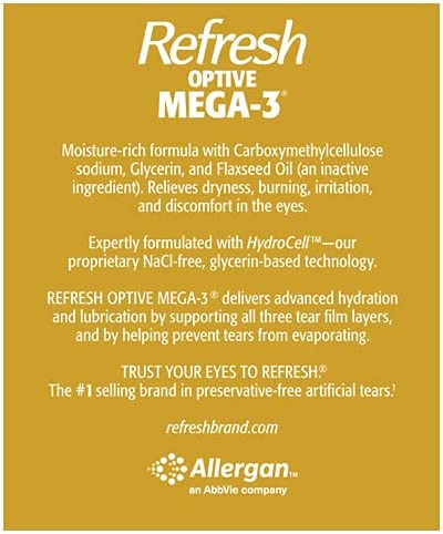 美国Refresh水油同补mega3人工泪液干眼缓解眼干涩异物感刺痛保湿 - 图0