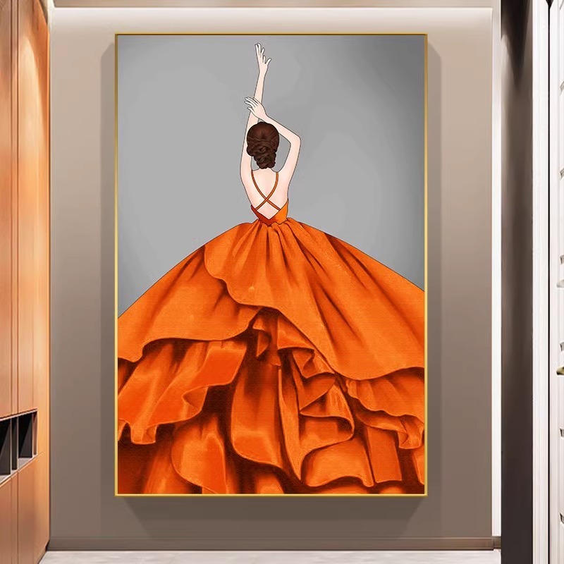 玄关装饰画服装女装店走廊过道艺术挂画美容院直播间背景墙面壁画 - 图3