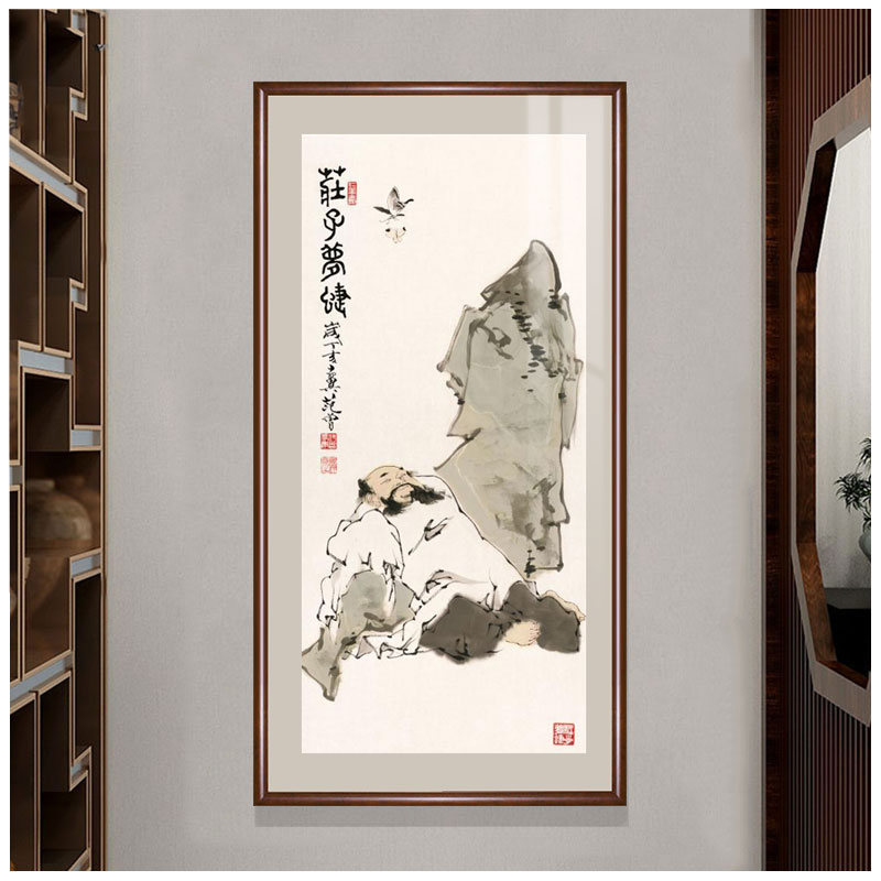 孔子孟子画像学堂装饰挂画儒学教室书房国学供奉老子庄子玄关壁画