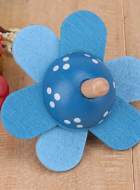 Kids Wooden Toys Flower Rotate Spinning Top Wooden Classic
