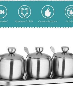 Kitchen 18/8 Stainless Steel Seasoning Containers Set Spice