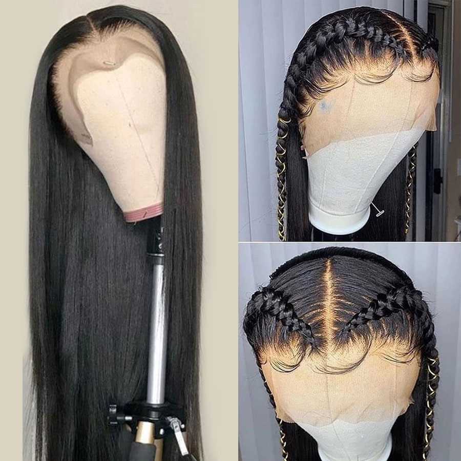 30 32 Inch 250%Straight Lace Front Wig Bone Straight Human H - 图1