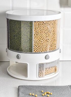 Cereal Dispenser 6 Grid Rotating Rice Container Moisture