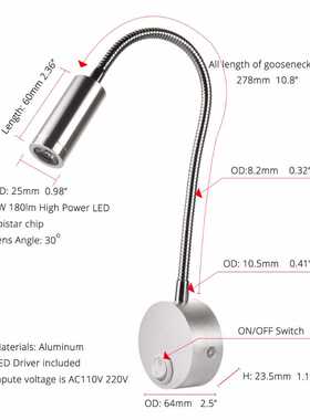morden white silver black wall light bedroom reading lamp 36