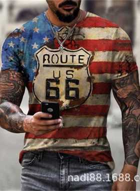 Summer Men T Shirts Swedish Letter 3D Printing Men's Short S