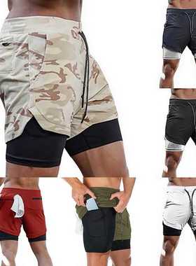 2022 Camo Running Shorts Men 2 In 1 Double-deck Quick Dry S