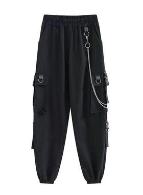 Women's Cargo Pants Buckle Ribbon Pocket Jogger Elas