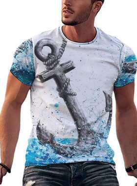 New Casual Round Neck Short Sleeve Pullover Men's T-Shirt
