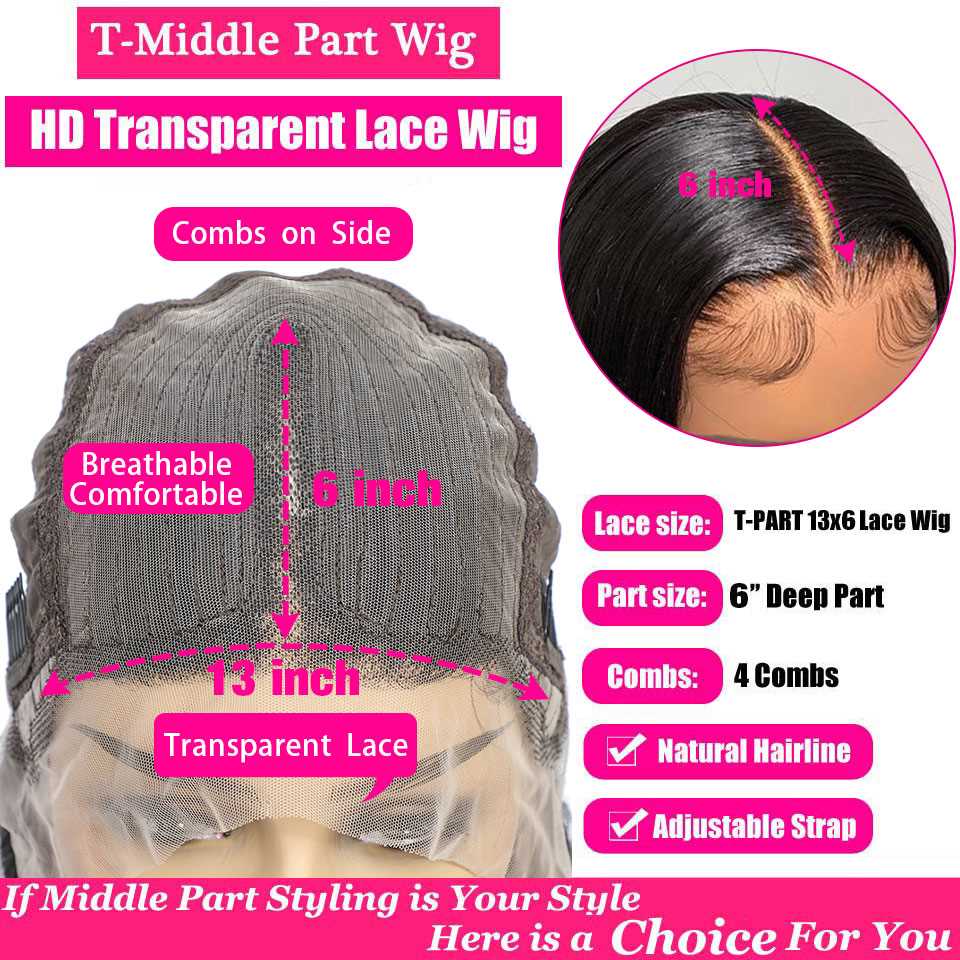 30 32 Inch 250%Straight Lace Front Wig Bone Straight Human H - 图0