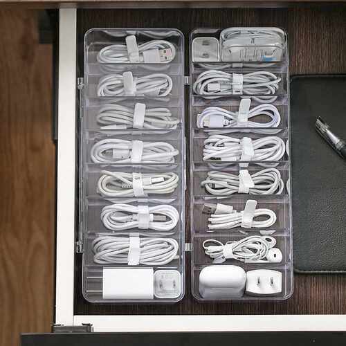 Cable Storage Box Transparent Plastic Data Line Storage Con - 图2