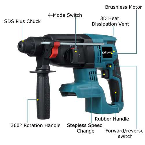 18V 4 Functions Electric Brushless Cordless Rotry Hmmer Dr - 图1