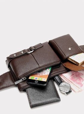 Men's Belt Bag Classic Solid Color PU Leather Waist Bag