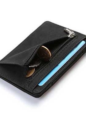 Ultra Thin Mini Wallet Men's Small Wallet Business PU Leathe