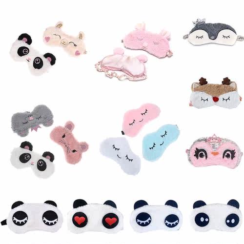 Panda Eye Mask Women Plush Animal Mouse Bear Eye Cover Cute - 图3