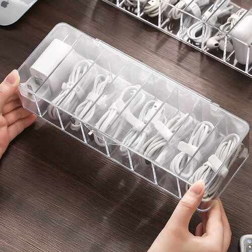 Cable Storage Box Transparent Plastic Data Line Storage Con - 图1