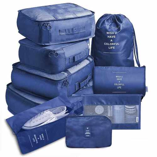 9 pieces Set Travel Organizer Storage Bags Suitcase Packing - 图1