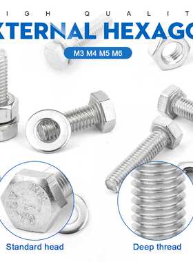 552pcs/set External Hex Bolt Set with Nuts Stainless Steel m