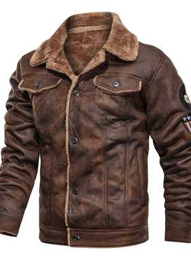 e wool one-piece men's coat suede casual loose jacket men's