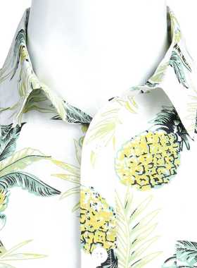 Summer New Men's Shirts for Men Clothing White Pineapple Sum