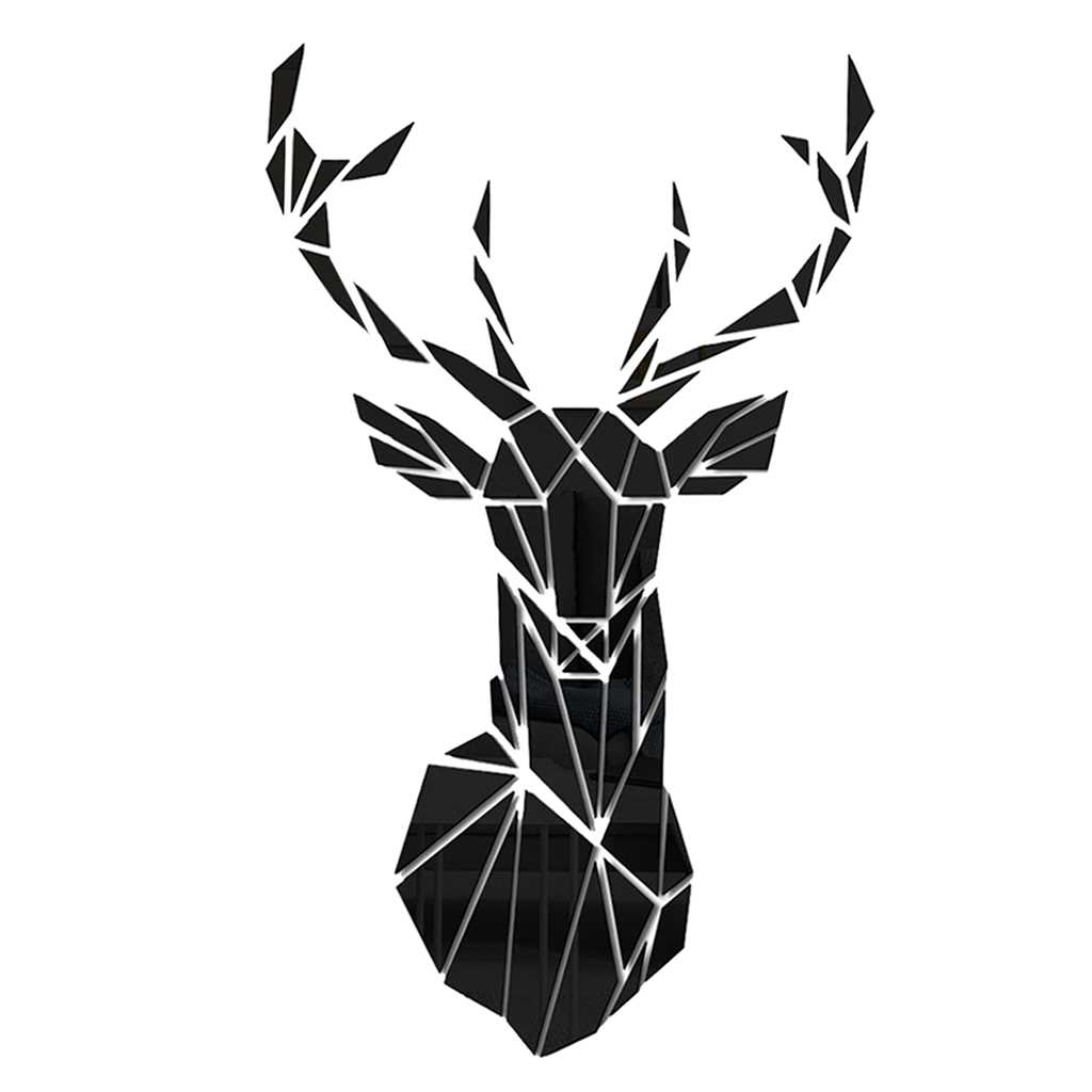 Acrylic Wall Sticker 3D Deer Head Home Decor Wall Decal - 图0