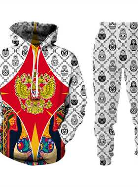 3D Trend Hoodie Sets Tracksuit Sportswear New Men Sweatshirt