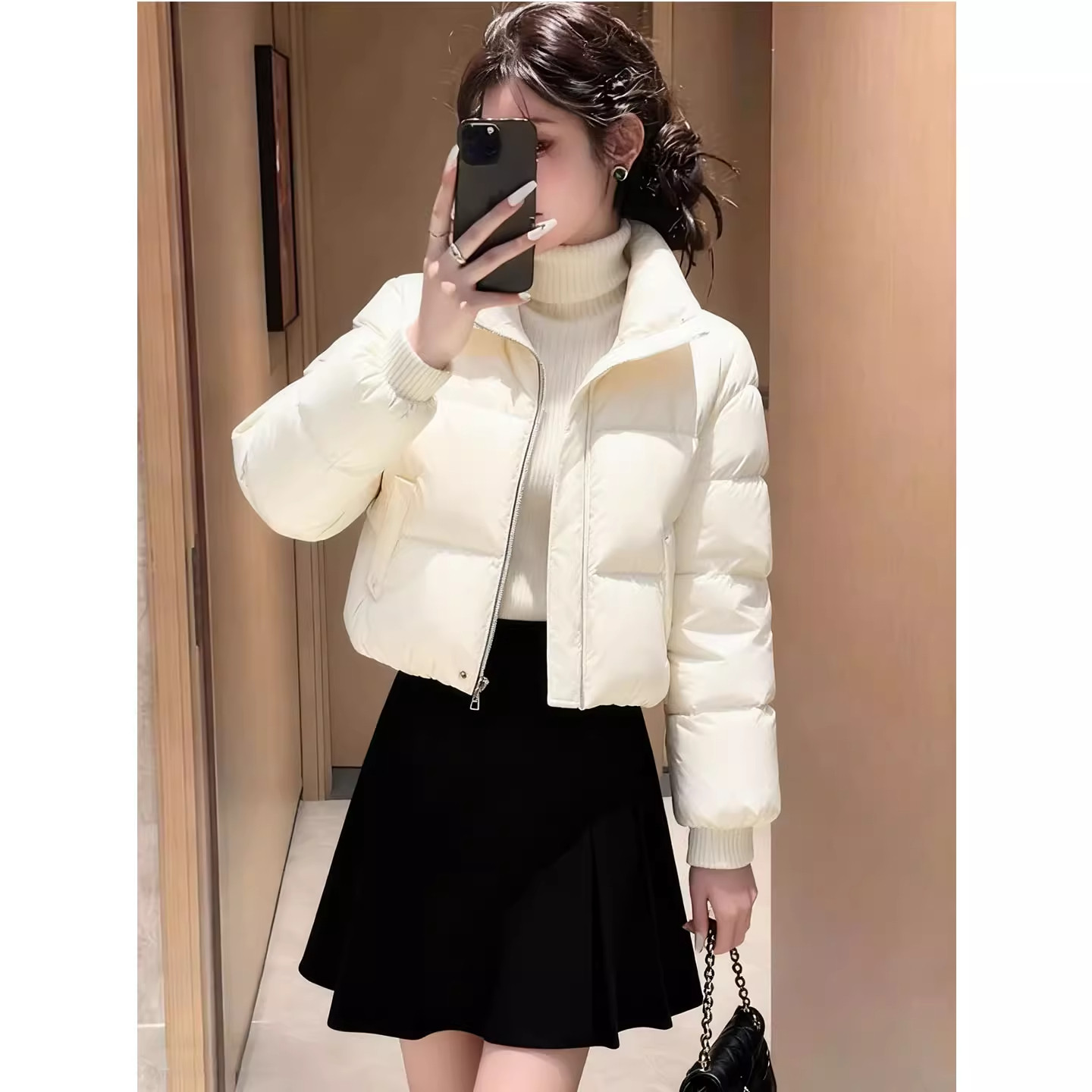 白色短款羽绒棉服女冬季立领拉链显瘦保暖小个子百搭面包服外套,淘宝优惠券,粉丝福利购,淘宝优惠卷