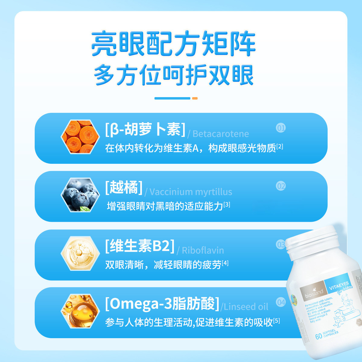 bio island佰澳朗德儿童蓝莓叶黄素越橘护眼软胶囊60粒学生青少年,淘宝优惠券,粉丝福利购,淘宝优惠卷