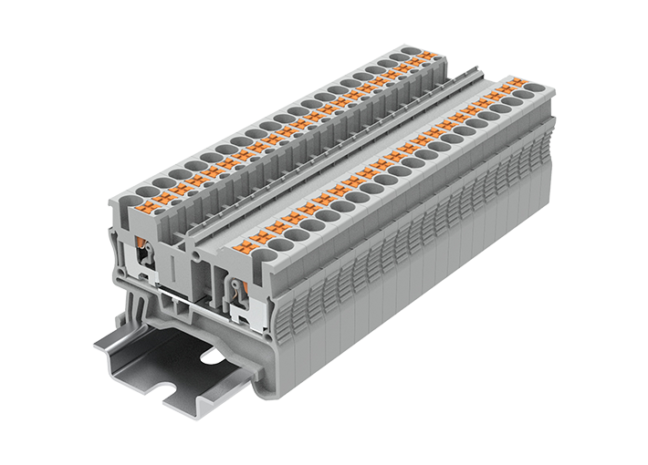 速普直插式免螺丝导轨接线端子排TP2.5-2-GY/BU一进一出直通端子 - 图3