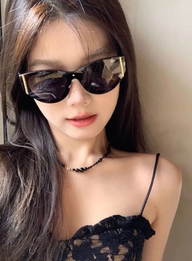 复古美式猫眼墨镜女高级感防紫外线防晒太阳镜潮酷时尚大框显瘦潮
