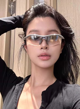 骑行太阳眼镜夜骑户外运动登山Y2K护目防风镜发箍墨镜跑步马拉松