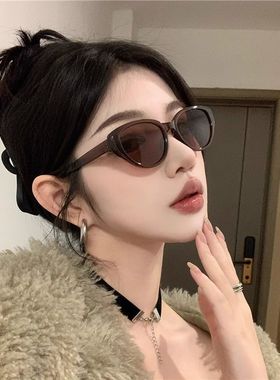 2025年复古茶棕猫眼韩版墨镜女高级感辣妹方圆脸太阳眼镜显瘦遮阳