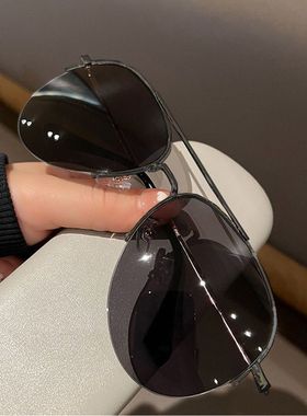 时尚半框防晒蛤蟆镜防紫外线显瘦太阳镜开车韩版墨镜超轻眉线框潮