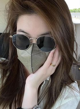 2025新款墨镜女ins街拍网红椭圆框金属太阳眼镜潮流复古偏光眼镜