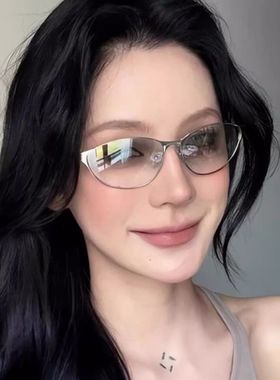 2025新款复古老钱风金属猫眼墨镜女网红高级感Y2K辣妹太阳眼镜潮