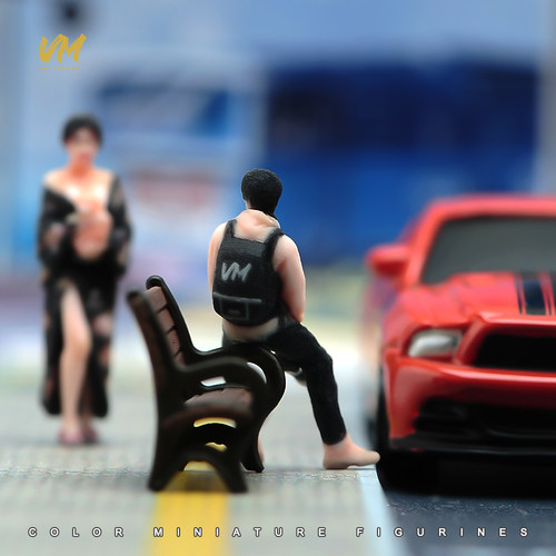 VM 1/64 靠护栏男摄影 微缩场景模型搭配3D彩色打印人偶模型 - 图1