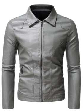 2020 Men's Motorcycle Slim Side Zipper Lapel Business Simple