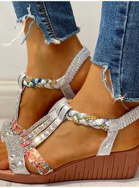 Women's Sandals Summer Bohemia Platform Wedges Shoes Crystal